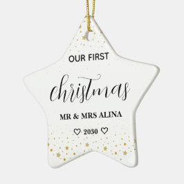 Ornamento De Cerâmica Create Your Own Our First Christmas Married
