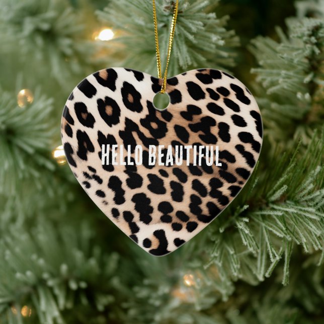 Ornamento De Cerâmica Creme Black Lepard (Árvore)