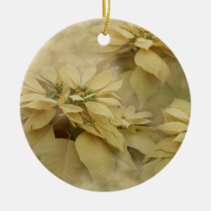 Ornamento De Cerâmica Creme - Poinsettias Digital