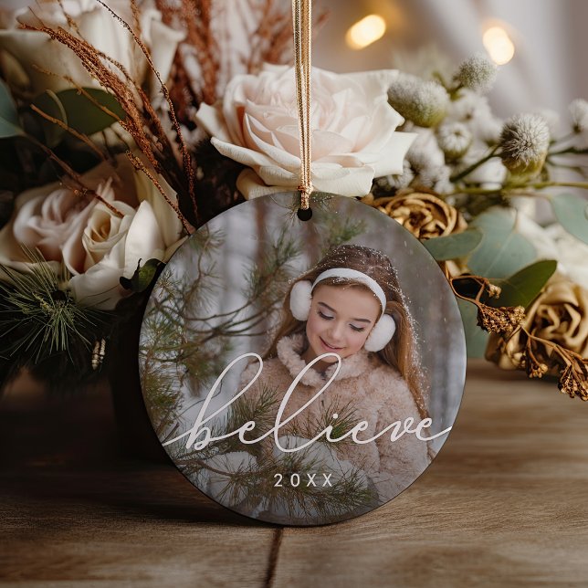 Ornamento De Cerâmica Crer Script | Foto (Criador carregado)