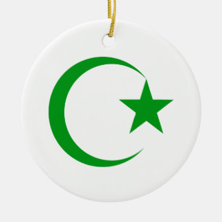 Ornamento De Cerâmica Crescente verde & Star.png
