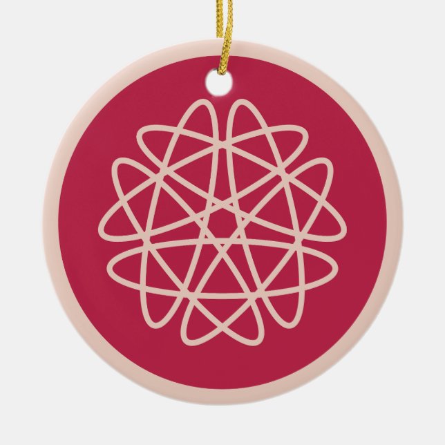 Ornamento De Cerâmica Crescimento nuclear - magenta no centeio. (Frente)