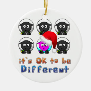 Ornamento De Cerâmica Criação Online de Ovinos Diferentes de Natal