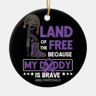 Ornamento De Cerâmica Criança Militar Mês Roxo Terra Livre