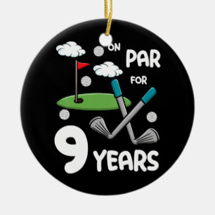 Ornamento De Cerâmica Crianças 9º Aniversário Golfe Engraçado Golfe 