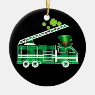 Ornamento De Cerâmica Crianças - Caminhão Verde de Bombeiros Irlandese