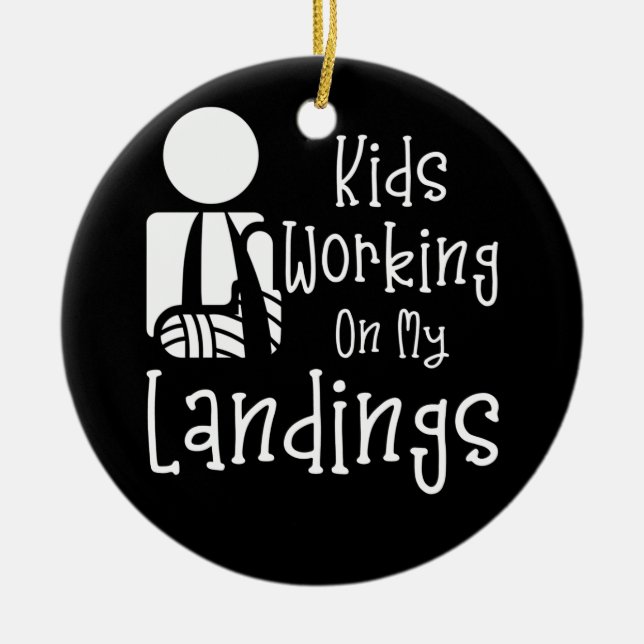 Ornamento De Cerâmica Crianças de Braço Quebradas continuam trabalhando  (Frente)