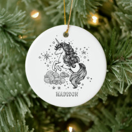Ornamento De Cerâmica Crianças do Unicórnio Bonitas Personalizadas Criam