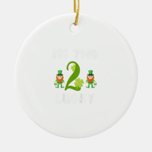 Ornamento De Cerâmica Crianças, eu sou dois sortudos segundos aniversári