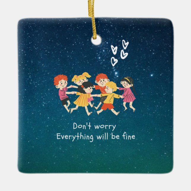 Ornamento De Cerâmica Crianças felizes (Frente)