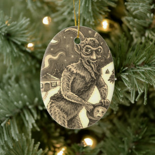 ORNAMENTO DE CERÂMICA CRIANÇAS KRAMPUS E NAUGHTY, HISTÓRIA ESCURA DE NAT