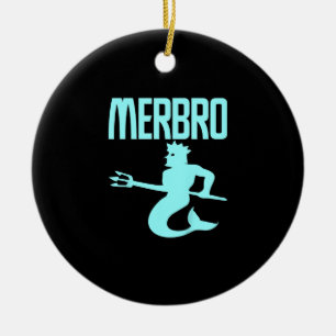 Ornamento De Cerâmica Crianças - Majestoso Merbro Nadando Design Merman