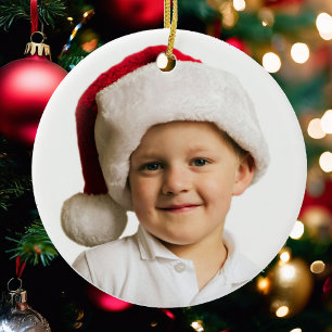 Ornamento De Cerâmica Crianças Modelo de Foto de Natal Nome Papais noei