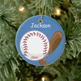 Ornamento De Cerâmica Crianças Personalizadas Baseball e Bat
