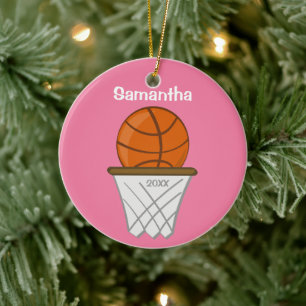 Ornamento De Cerâmica Crianças Personalizadas Garotas de Basquete, Cozi