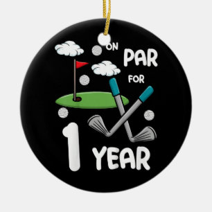 Ornamento De Cerâmica Crianças primeiro aniversario Golfe Engraçado Go
