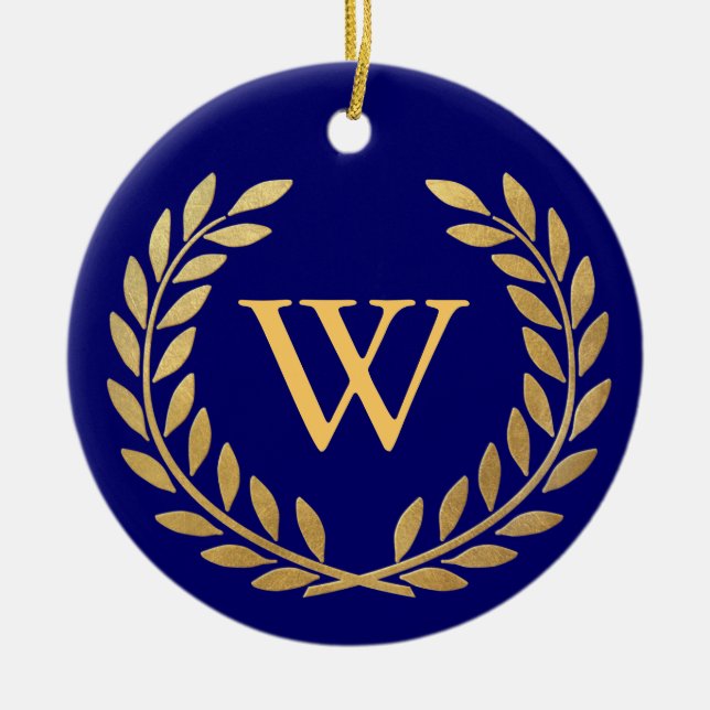 Ornamento De Cerâmica Criar seu monograma decorativo (Frente)