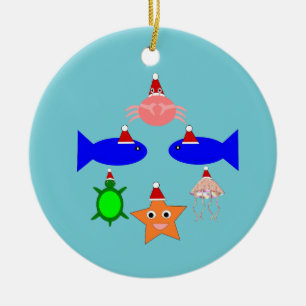 Ornamento De Cerâmica Criaturas do mar do Natal