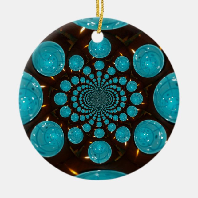 Ornamento De Cerâmica Crie as suas luzes azuis Caleidoscópio (Frente)