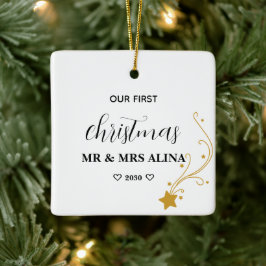 Ornamento De Cerâmica Crie o Seu Próprio Nosso Primeiro Natal Casados