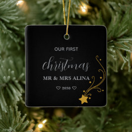 Ornamento De Cerâmica Crie o Seu Próprio Nosso Primeiro Natal Casados