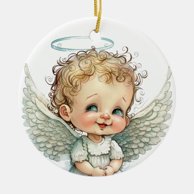 Ornamento De Cerâmica Crie seu anjo de Natal adorável (Frente)