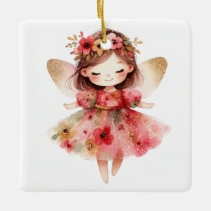 Ornamento De Cerâmica Crie Seu Próprio Anjo de Natal com Papoulas Dourad