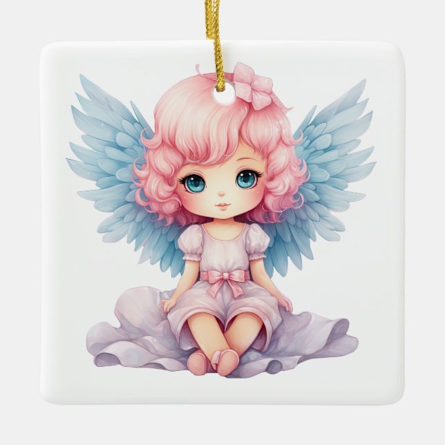 Ornamento De Cerâmica Crie seu próprio anjo de Natal doce (Frente)