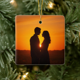 Ornamento De Cerâmica Crie seu próprio casal de fotos