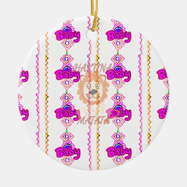 Ornamento De Cerâmica Crie seu próprio Design de texto de leão divertido (Frente)