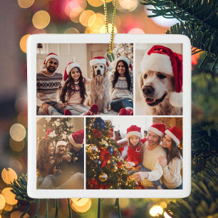 Ornamento De Cerâmica Crie seu próprio Natal de Colagem de Fotos 4
