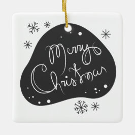 Ornamento De Cerâmica Crie seu próprio Natal Preto e Branco