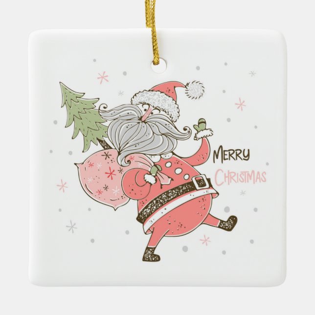 Ornamento De Cerâmica Crie seu próprio Pai Natal Bobo Branco (Frente)