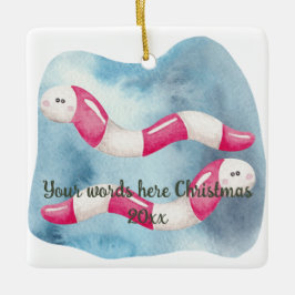 Ornamento De Cerâmica Crie seu próprio verme de hortelã-pimenta no Natal