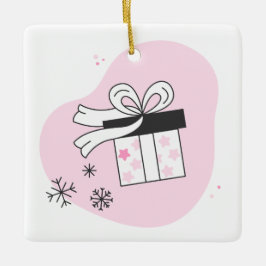 Ornamento De Cerâmica Crie sua caixa de presente e flocos de neve no Nat