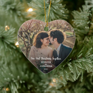 Ornamento De Cerâmica Crie sua foto do primeiro Natal juntos