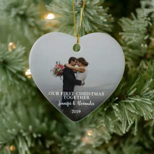 Ornamento De Cerâmica Crie sua foto do primeiro Natal juntos