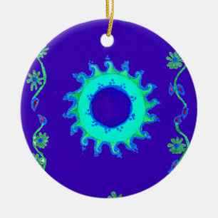Ornamento De Cerâmica Crie sua própria Arte Floral Azul Iridescente