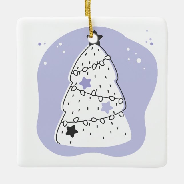 Ornamento De Cerâmica Crie sua própria árvore de Natal roxa (Frente)