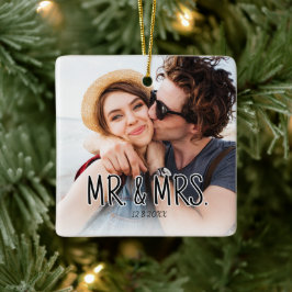 Ornamento De Cerâmica Crie Sua Própria Foto de Casal Personalizada