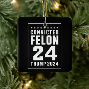 Ornamento De Cerâmica Criminoso Condenado 4 de Julho Trump 2024