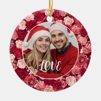 Ornamento De Cerâmica Crimson & Blush Seamless Rose Pattern