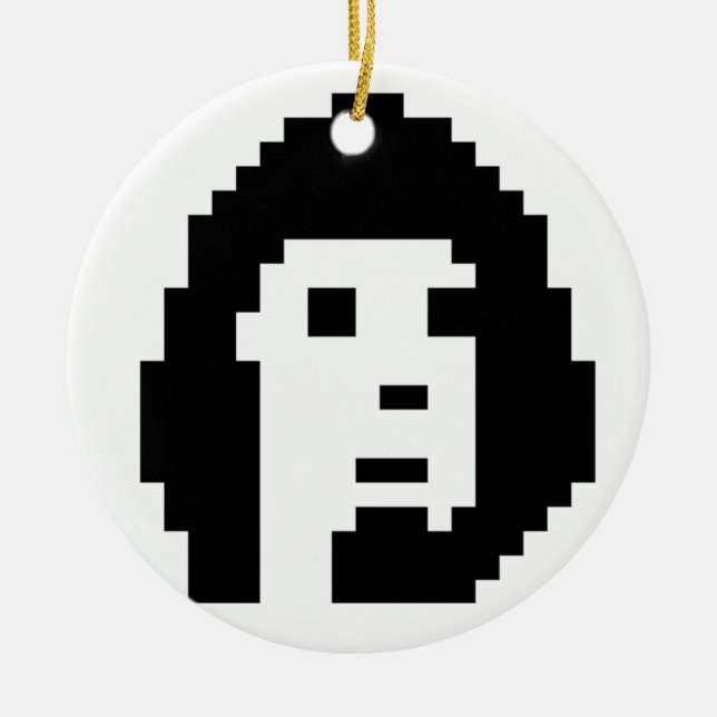Ornamento De Cerâmica Criptopunk preto e branco (Frente)