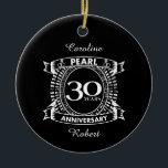Ornamento De Cerâmica crista pérola do 30 de aniversário de casamento<br><div class="desc">Uma design romântica para comemorar seu 30 ano de casamento. Se você quiser alguma ajuda para personalizar este design, por favor, entre em contato comigo, eles podem pedir a este botão do designer, logo abaixo deste texto. Esta crista de 30 anos de aniversário de casamento tem o texto pérola, já...</div>