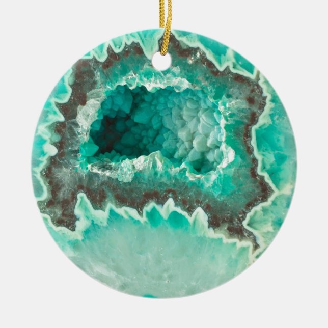 Ornamento De Cerâmica Cristais Minty de Geode (Frente)