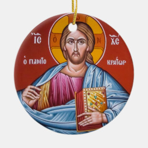Ornamento De Cerâmica Cristo Pantocrator, Senhor de Todos, Ícone Ortodox
