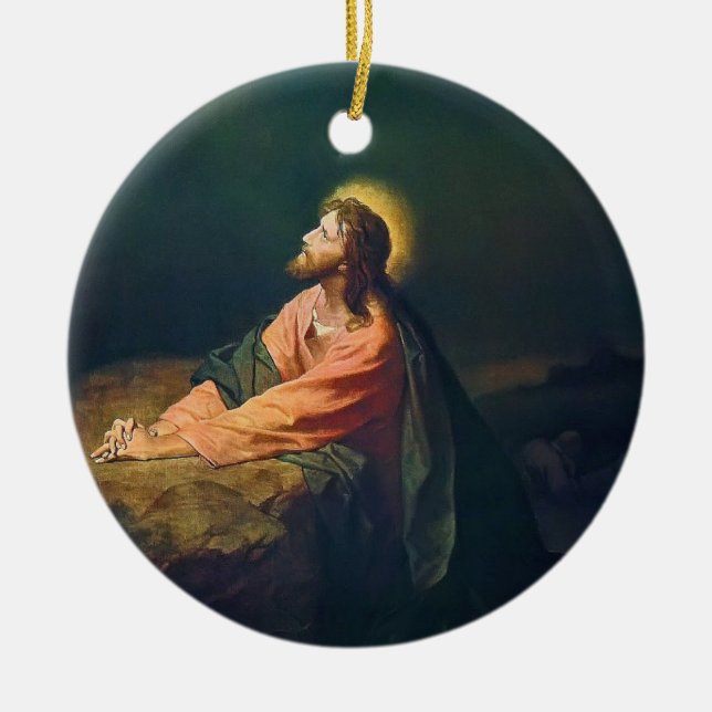 Ornamento De Cerâmica Cristo Rezando no Jardim (Frente)