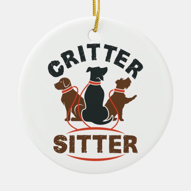 Ornamento De Cerâmica Critter Sitter Cute Pet Sitter (Frente)
