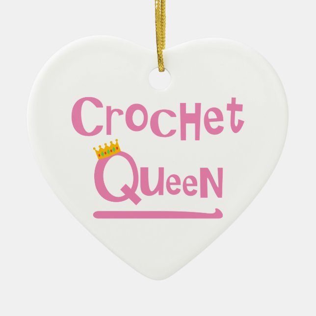 Ornamento De Cerâmica Crochet Queen (Frente)