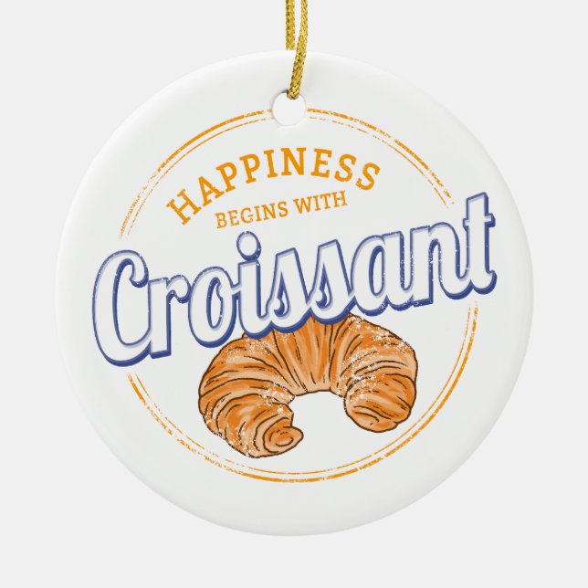 Ornamento De Cerâmica Croissant Snack Vintage França (Frente)